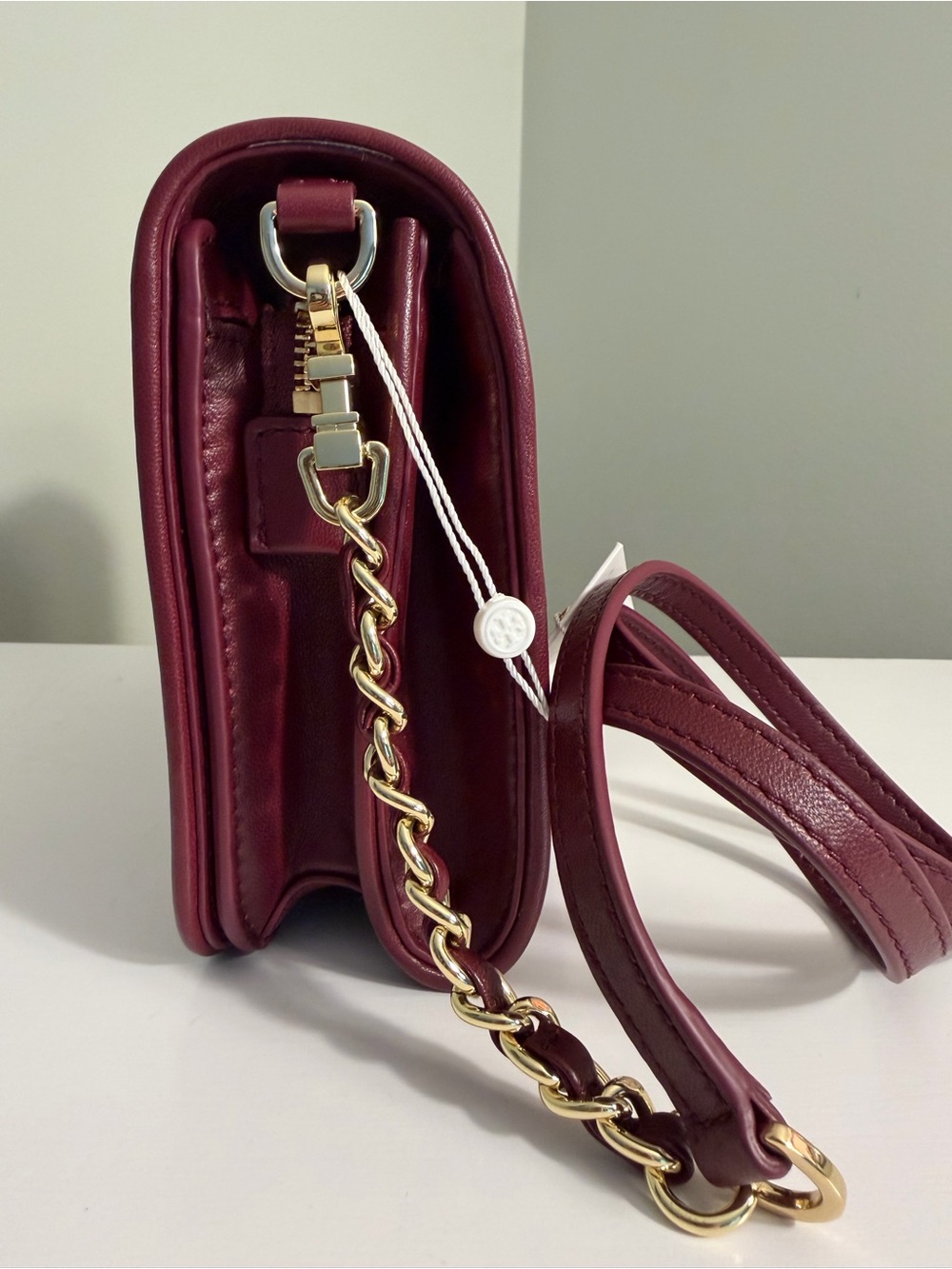 Tory Burch Quilted Leather Crossbody and Mini Wallet in Burgundy - Picture 3 of 16